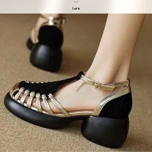 Elegant Black and Gold Women's Heels